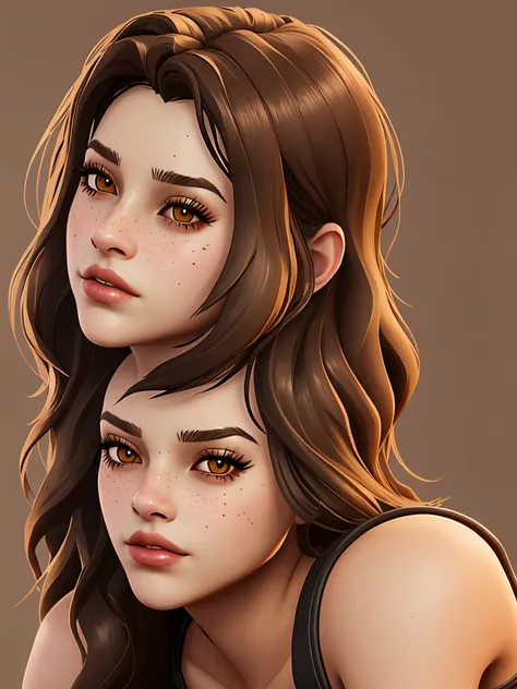 fortnite character, brown tan girl, dark hair, brown eyes, freckles, beauty mark,