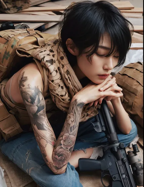 Realistic skin textures、realistic automatic rifle、The tattoo、impurity