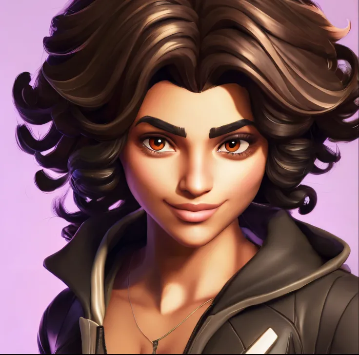 Fortnite Latina dark brown curly hair drak brown eyes