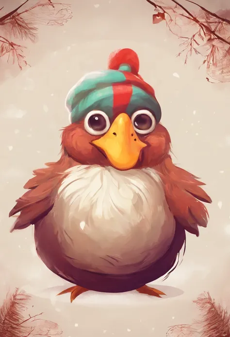 happy cute fat chicken in chirstmas