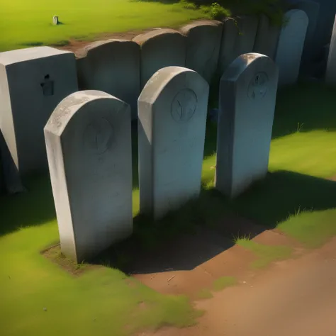 A image of three graves with blank headstones and one of them is empty and dugout