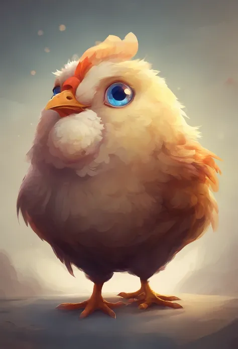 happy cute fat chicken with big eyes