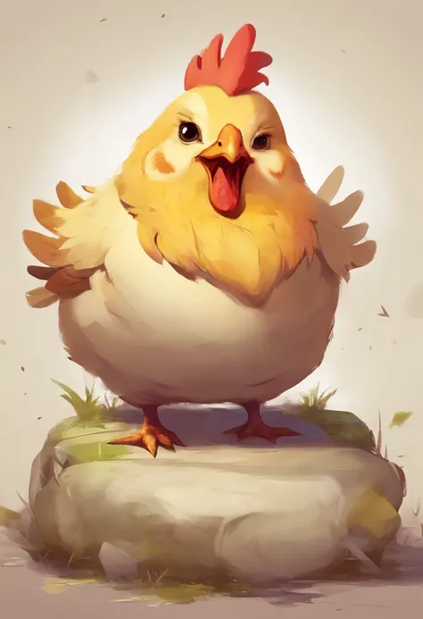 happy cute fat chicken