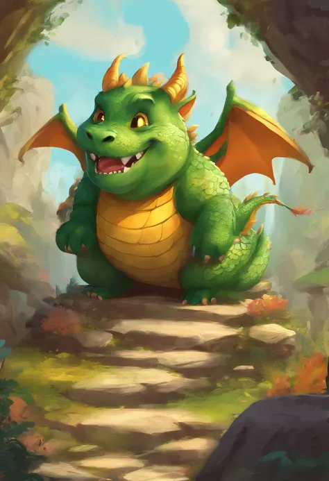 happy cute fat dragon