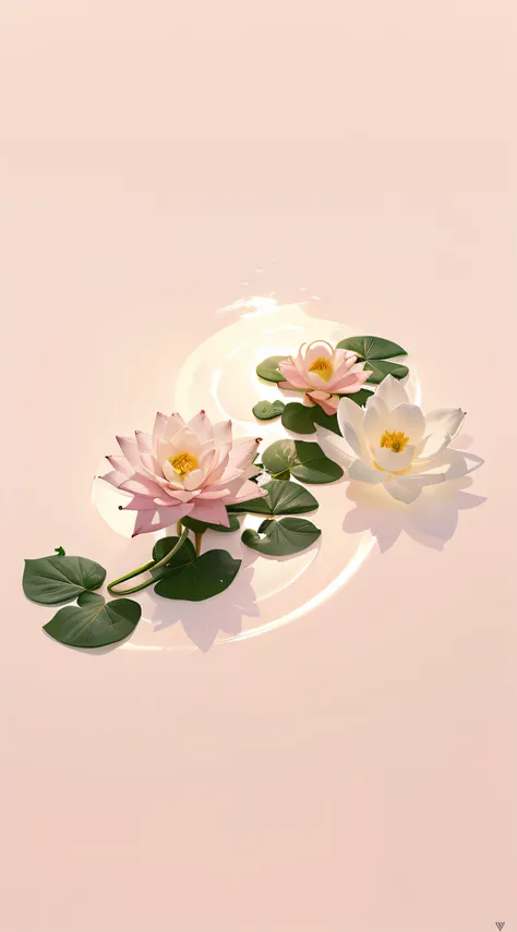 lotuses，Pink tender，Leave white space