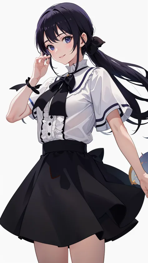 1girl in、notre dame、notre dame、imagem 4k、A smile、The shirt、Blouse、（paler）skirt by the、poneyTail、（small tits）Chilarism、movement、