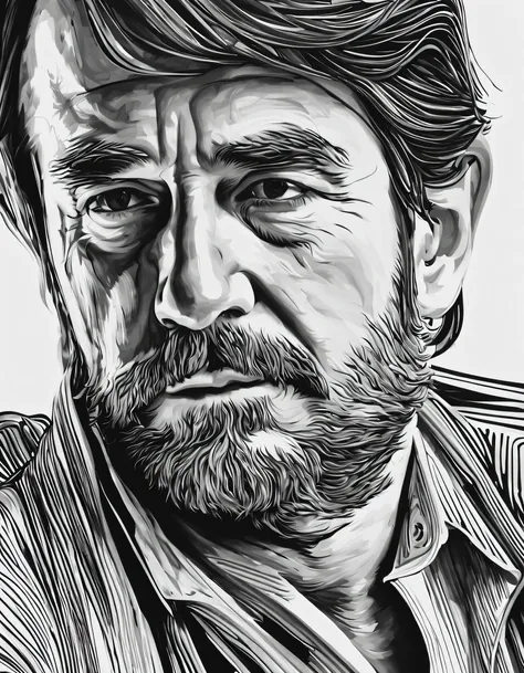 beautiful line art， (david head portrait close-up） , line art, black and white painting, abstract,  hyper hd, tmasterpiece, high...