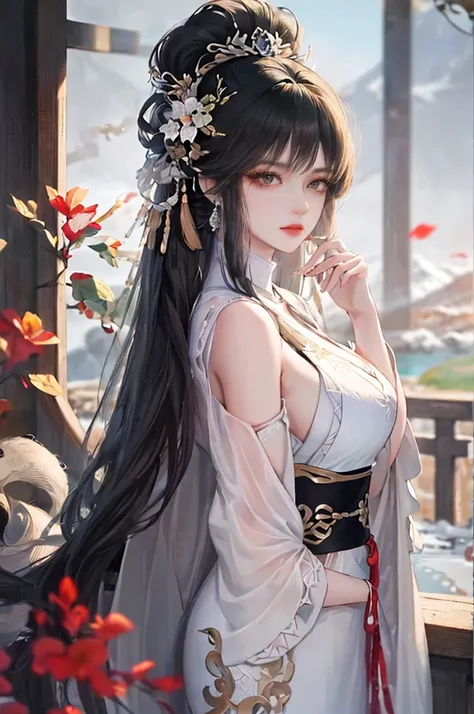 heroes&#39;a masterpiece in the style of ancient wei zi，close-up of a woman with black hair，exquisite epic character art，present...