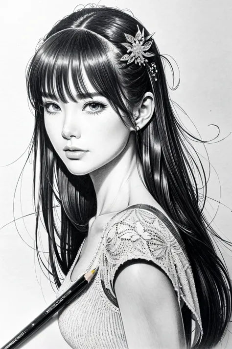 pencil drawing、Dramatic style、cartoon、Masterpiece、top-quality、best composition、ultra-detailliert