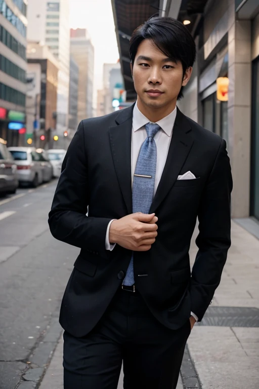 handsome Asian business man, intelligent, elegant, kind