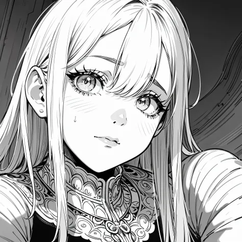 (Line Art), comic, monochromes, illustration, 1girl, masterpiece, best quality, super detail, detailed eyes, detailed lips, detailed face, long eyelashes, elegant pose, vibrant cityscape, dynamic composition, thick lines, smooth shading, intricate patterns...