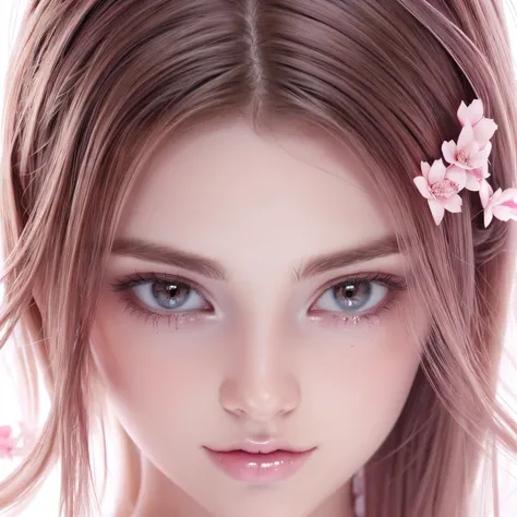 (Absurd, High resolution, ultra-detailliert), 1girl in, Solo, Very detailed eyes, (Official art, Beauty and aesthetics: 1.2), (Fractal Art: 1.3), White-pink color scheme, best detailed