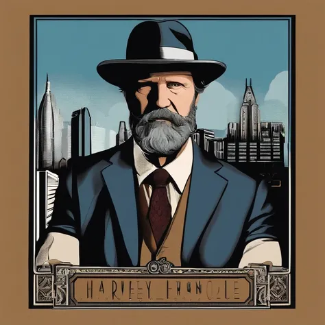 Harvey is an older male, with ginger and grey shaggy hair and beard, wears a suit and tie and fedora, famously portrayed by Donal Logue,Gotham,Harvey is an older male, with ginger and grey shaggy hair and beard, wears a suit and tie and fedora, famously po...