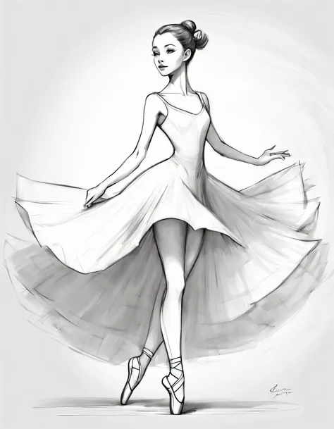 character concept design, line art，ballet girl，high-quality illustrations，meticuloso，pencil drawing，pen painting，