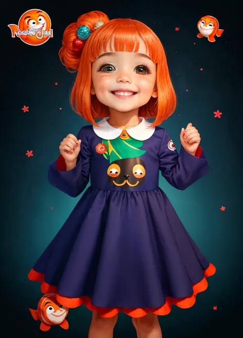 Bebe sorrindo vestido com a roupa do peixinho Nemo