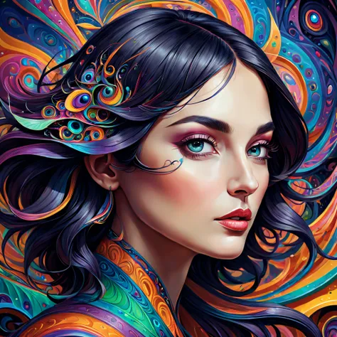 Portrait of a Deep Psychedelic Therapist, Surreal,vibrant with colors， Hallucinogens, the face, iintricate, Elegant, agility, The content is very detailed, digitial painting, art  stations, concept-art, Focus sharp, illuminations, datura, Abstract, fractal...