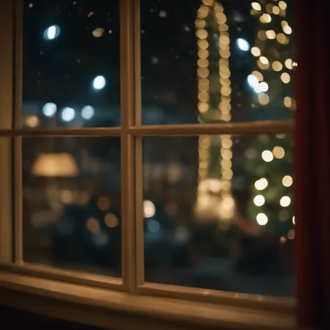 window, Christmas, showing at night, in 16K