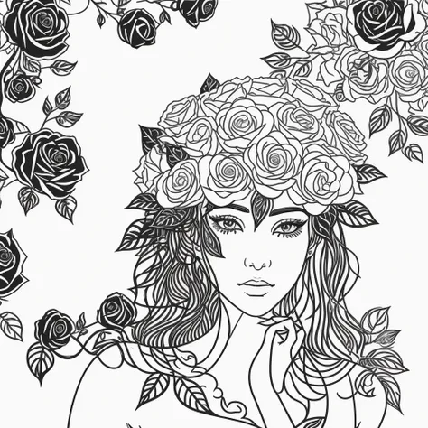 bouquet of roses with leaves on a transparent background, Plan-coloring, Illustration Black outline, Contour graphics, Contour drawing, Contour outlines drawn by hand, black & White Line Graphics, Line Art Illustration, Black ink lines, The Black Line, lin...