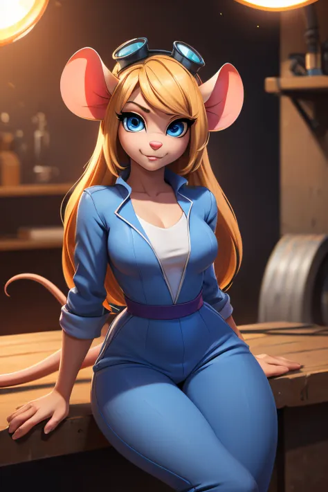 ((ultra quality)), ((tmasterpiece)), nut, anthropomorphic mouse girl, furry, ((blonde woman, hairlong)), beautiful cute face, be...