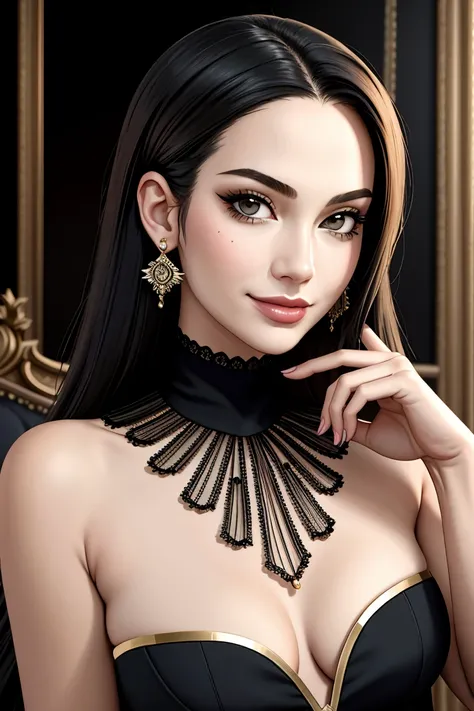 ((Masterpiece, Best Quality,edgQuality)),smug,smirk,
edgBulgr_The woman, edgBulgr_s face,edgBulgr_body, 
ah high_Couture,edgCT, Woman in ([blouse,Chic top|designer dress]::0.5) ,wearing edgCT,