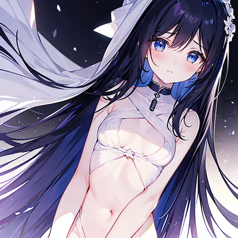 1 girl in, no smile, sparkling navy blue eyes, (black hair) , small stature, small breasts, loli, (masutepiece:1.2, Best Quality), (finely detailed beautiful eye: 1.2), (beautifull detailed face), High contrast, (Best Illumination, extremely delicate and b...