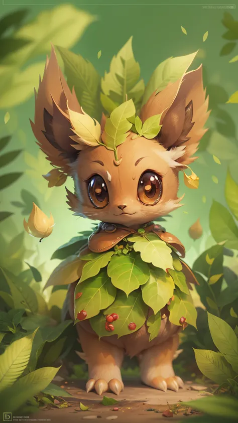 create a new style of cute earthy leaf style Pokémon character digital art masterpiece 4k, solo character