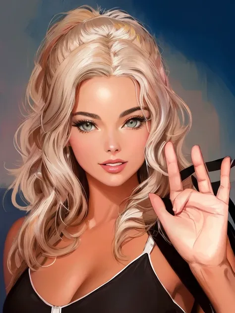 pintura de uma mulher com cabelo loiro e um anel no dedo, # 1 pintura digital de todos os tempos, in illustration style digital, #1 pintura digital de todos os tempos, arte digital. @mariomaniacdude, pintura digital brilhante, pintura digital dos desenhos ...