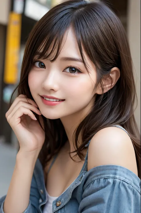 masutepiece, Best Quality, Ultra-detailed, finely detail, hight resolution, 8K Wallpaper, Perfect dynamic composition, Beautiful detailed eyes, Womens Fashion Summer,Medium Hair,Small breasts natural color lip, Bold sexy poses,Smile,Harajuku、20 years girl、...