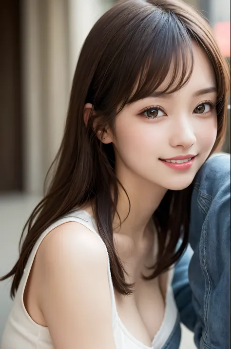 masutepiece, Best Quality, Ultra-detailed, finely detail, hight resolution, 8K Wallpaper, Perfect dynamic composition, Beautiful detailed eyes, Womens Fashion Summer,Medium Hair,Small breasts natural color lip, Bold sexy poses,Smile,Harajuku、20 years girl、...