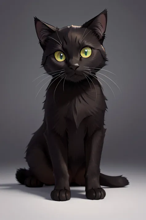 (high quality), (realistic) black cat, (detailed) fur, (bright) green eyes, (curious and playful) expression, (sleek and agile) body, (graceful) movement, (soft and velvety) texture, (vivid and lifelike) colors, (subtle) shadows, (natural) lighting, (capti...