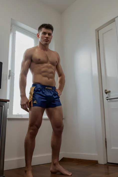 Caoimhín Agyarko in satin boxing trunks