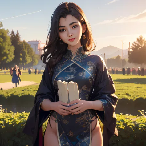 (Extremely detailed 8k wallpaper:2), (photo:2), (33 years old soigne Beautiful girl:2), (gives a lecture to friends:2), detailed (Face and eyes), (hyper realistic:1), (highly detailed:1), (epic realistic:1), rim light, (maximum details:1), cozy, (fullbody:...