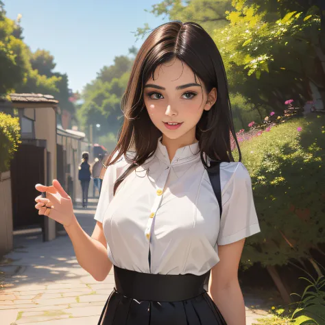 (Extremely detailed 8k wallpaper:2), (photo:2), (33 years old soigne Beautiful girl:2), (gives a lecture to friends:2), detailed (Face and eyes), (hyper realistic:1), (highly detailed:1), (epic realistic:1), rim light, (maximum details:1), cozy, (fullbody:...