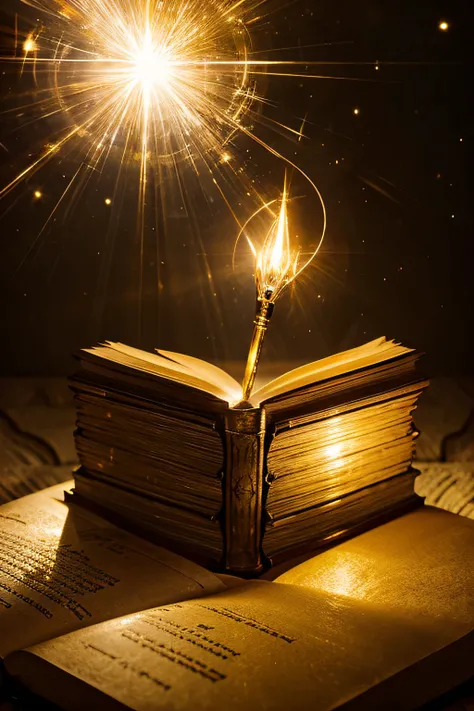 magic book shine light gold alone