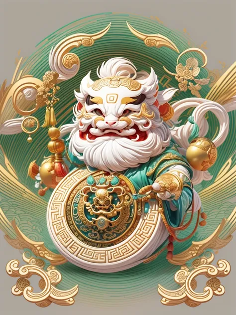 pixar style, (long shot: 1.8), (Chinese - chic Chinese mythological God of Wealth, anatomically correct, oriental elements), (a cute God of Wealth riding an e-bike with a gold ingot in his hand, Treasures Follow), (China - Stylish Illustration: 1.5, Vector...