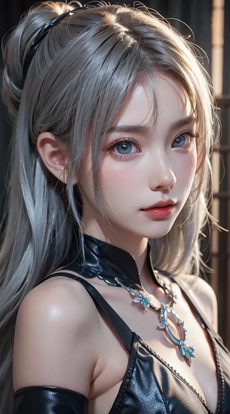 top-quality、8K Masterpiece、超A high resolution、(Photorealsitic:1.3)、Raw photo、女の子1人、silver white hair、poneyTail、glowy skin、1 super beautiful college girl、((super realistic details))、portlate、globalillumination、Shadow、octan render、in 8K、ultrasharp、highly int...