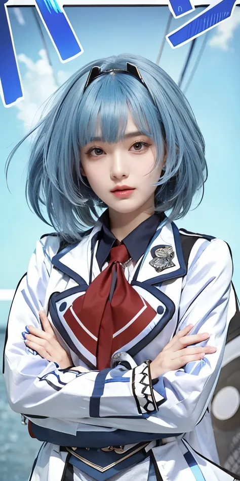 1girl, blue hair, high quality, ultra detailed, masterpiece, realistic