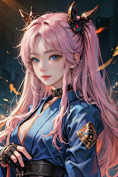 1人の女性、 Look at the viewer,
Her upper body, Her beautiful blue eyes, Pink hair with twin tails, Moles under her eyes, Plump and glossy lips, Heart-shaped choker,Female ninja 、stealth、Ninja Black Costume、Black mask、Looking at the viewer, smiling at the viewe...