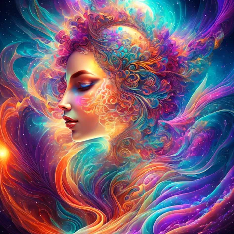 Plunge into the ether that flows with the eternal soul through the vibrations of love, Everything is connected, Flowing energy, spiritual, divine, Dreams, cosmic, concept-art, Blowing the Mind, Female beauty, god, Pineal gland, dreamlikeart