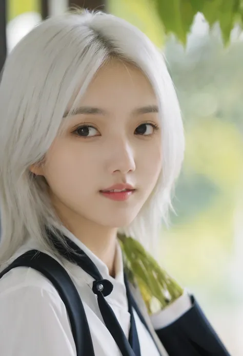 The tall white-haired beauty in school