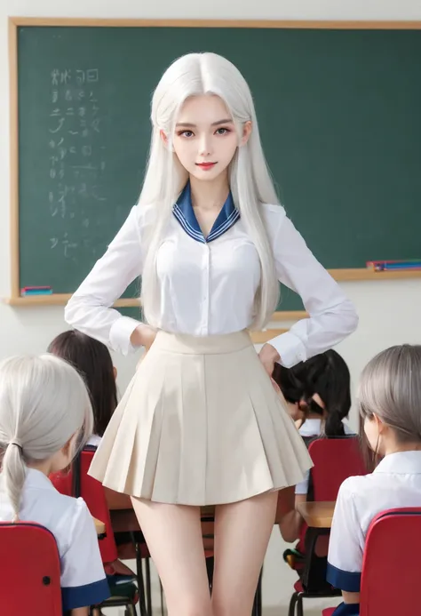 The tall white-haired beauty in school