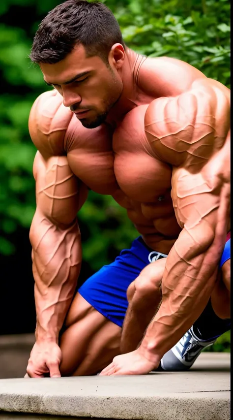 Real photos of muscular men, Real photos of  muscle gainers，large muscle, large muscle, large muscle, muscline, outdoor background, Big muscle photos, of a real