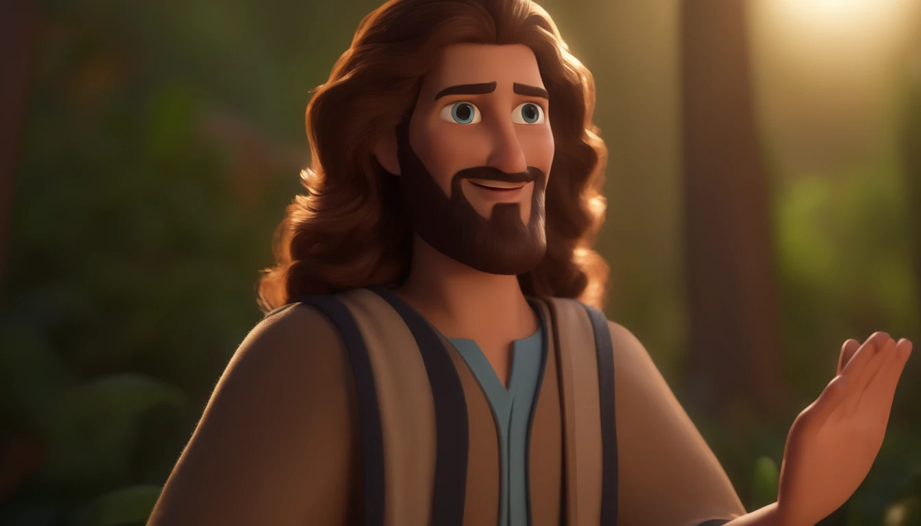 a cartoon jesus welcoming people into heaven animated film, 3 d animated movie, animated still, animated movie, inspired by Johannes Helgeson, jesus wasted at a party, animation film, animated film still, rendered in corona, epic illumination, 3 d animated...