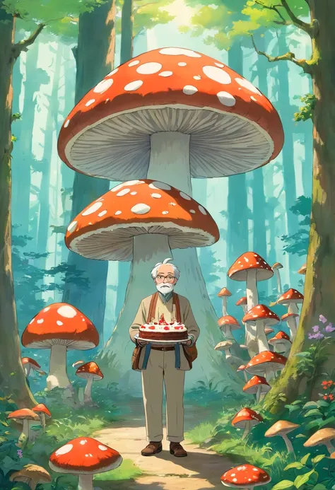 arafed man holding a cake with mushrooms on it in a forest, mycologist, mushroom trees, mushrooms grow from the body, kyle mclaughlin, ben watts, forest made out of mushroom, jeremy elbertson, made of mushrooms, magic mushrooms, trippy mushroom, mushroom c...