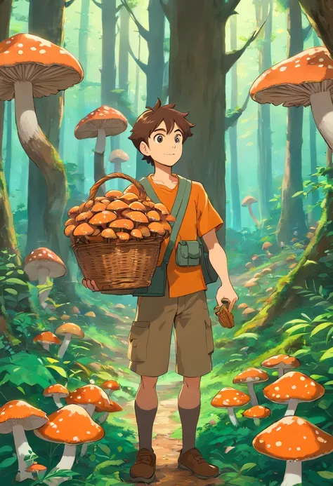 arafed man holding a basket of brown mushrooms in a forest, mycologist, brown mushroom on trees, kyle mclaughlin, ben watts, jeremy elbertson, made of mushrooms,  mushroom city, mushroom forest, shrooms, chris mcgrath, brett goldstein, 30 year old man