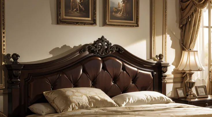 Luxurious rococo baroque setting，Double bed room，Close-up