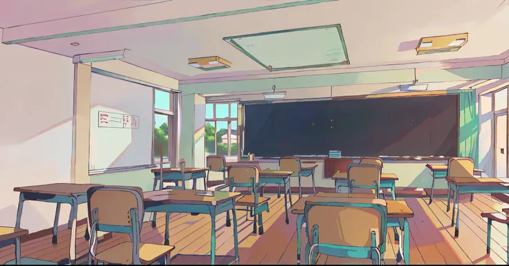 anime classroom with a chalkboard, school classroom, classroom background, classroom, classroom in background, inside elementary school, high detail render, typical anime classroom,