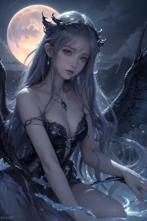 ((best quality)), ((masterpiece)), (detailed), alluring succubus, ethereal beauty, perched on a cloud, (fantasy illustration:1.3), enchanting gaze, captivating pose, delicate wings, otherworldly charm, mystical sky, (Luis Royo:1.2), (Yoshitaka Amano:1.1), ...