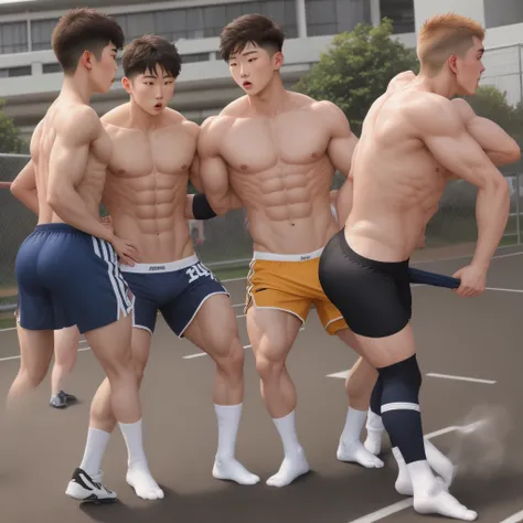 White socks big  abs sports student