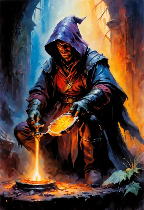 mj, cinematic, a imp mage inspecting a relic, art by Jeff Easley,    RTX, 4k, Gabriele Dellotto, AI Midjourney, bright saturated colors, watercolor, oil paints, HDR, 500px, 4k,